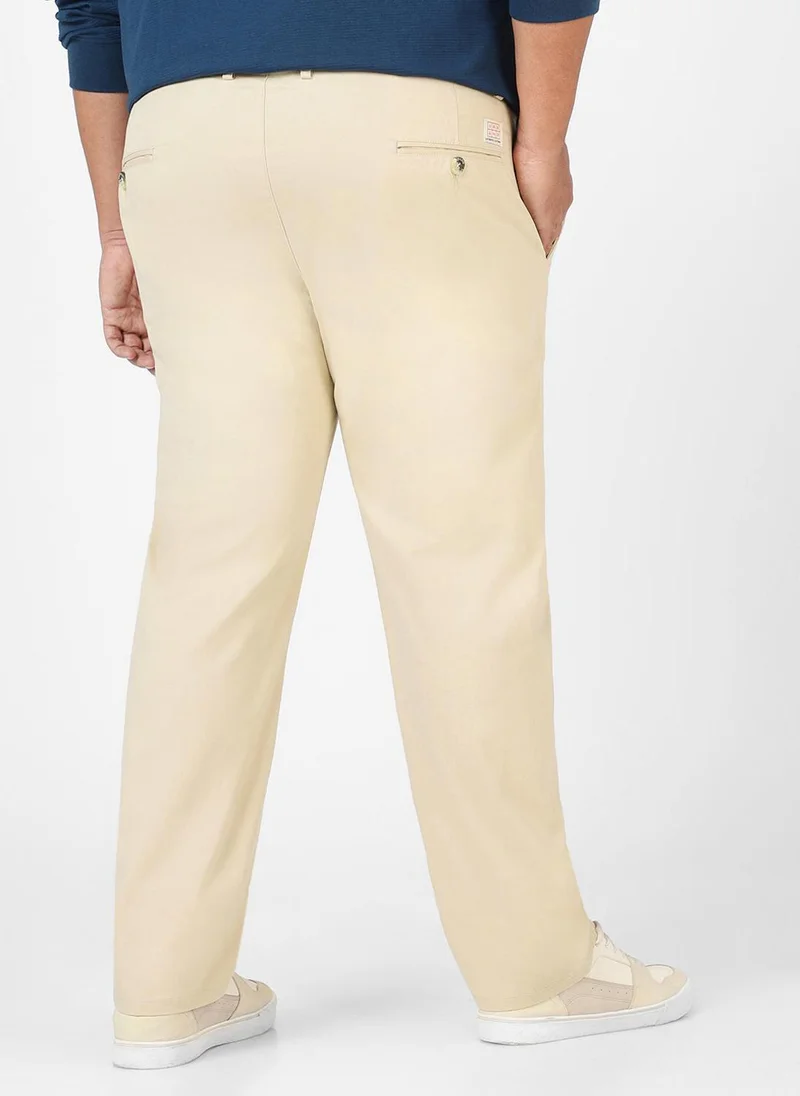 Urbano Fashion  Urbano Plus Men's Cream Cotton Regular Fit Casual Chinos Trousers Stretch for Men | Best Price UAE